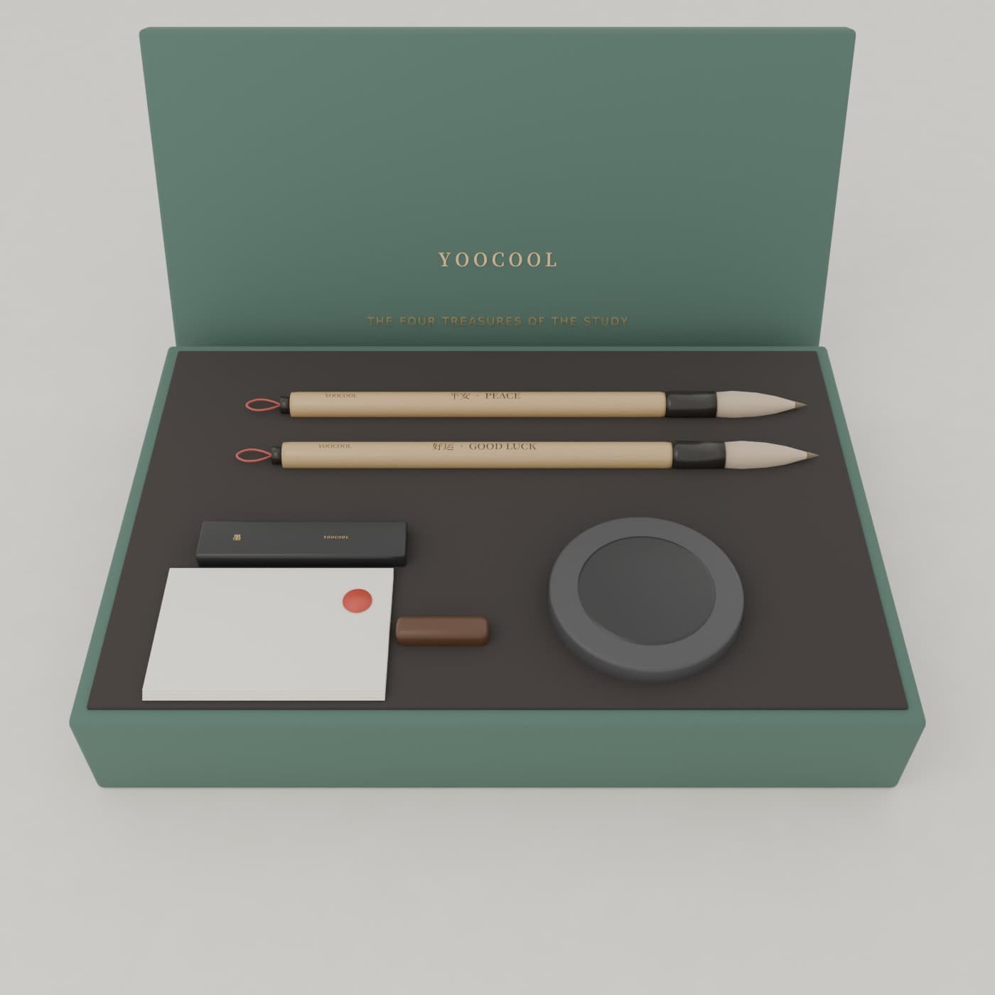 The Four Treasures calligraphy gift set, open